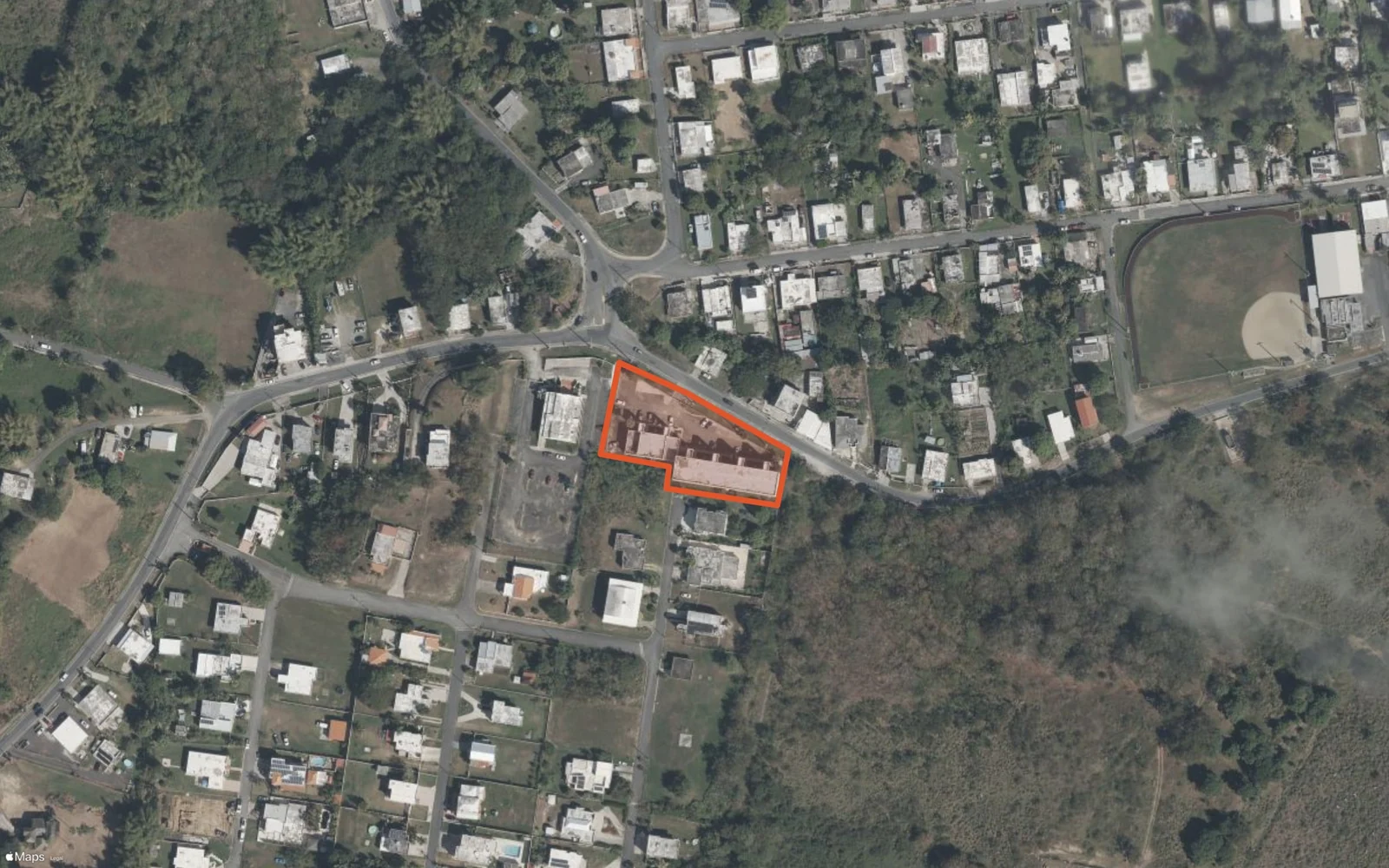 Aerial view of the official Chalets de las Palmas building outline