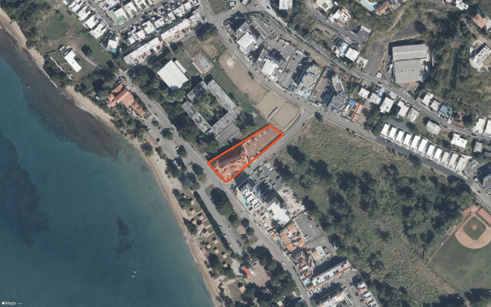 Aerial view of the official Costa Ensenada building outline