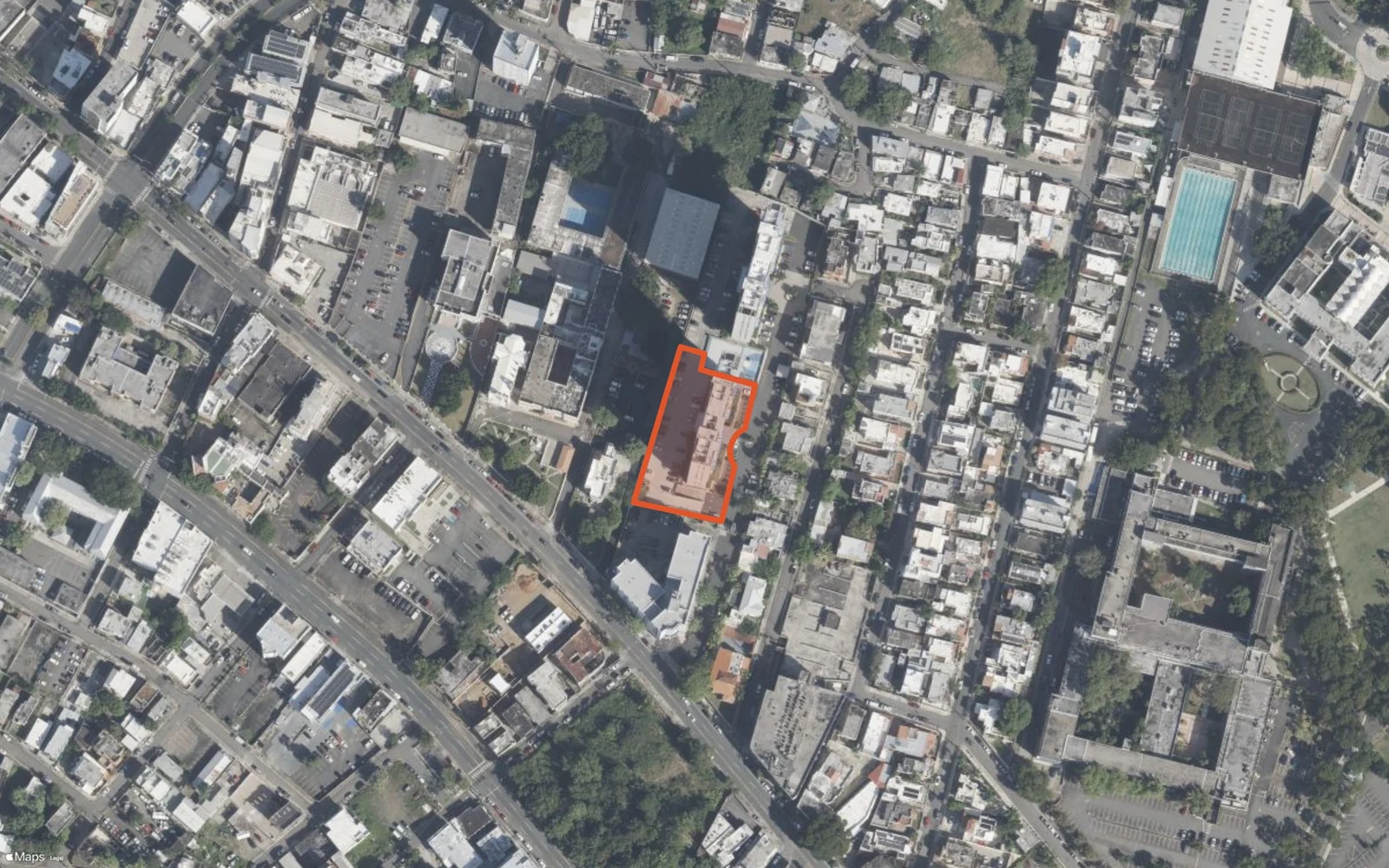 Vista aérea del contorno oficial del edificio Condominio Plaza Inmaculada I
