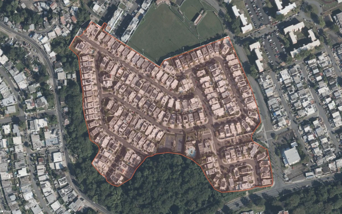 Aerial report boundary and neighborhood statistics for Andrea's Court in Trujillo Alto, Puerto Rico