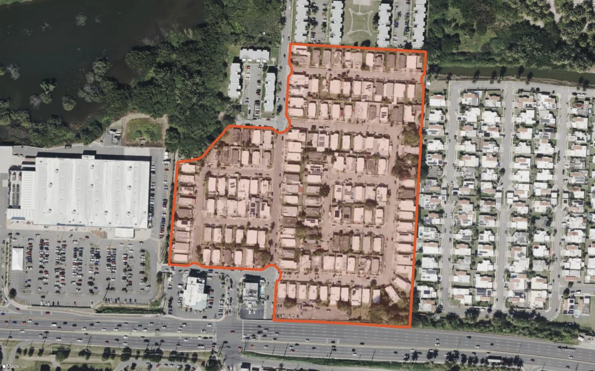 Aerial report boundary and neighborhood statistics for Corales de Hatillo in Hatillo, Puerto Rico