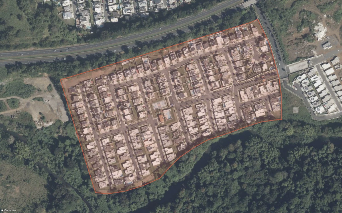 Aerial report boundary and neighborhood statistics for Forest Plantation in Canóvanas, Puerto Rico