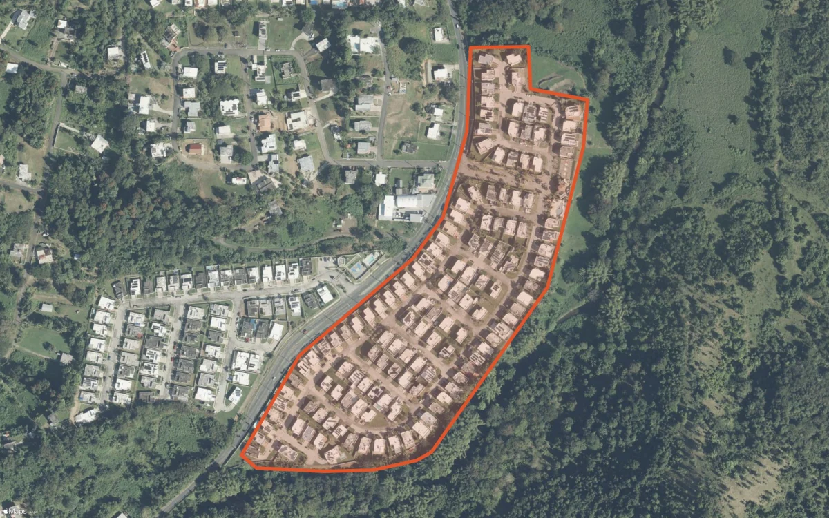 Límite aéreo y estadísticas del informe de Hacienda Paloma en Luquillo, Puerto Rico