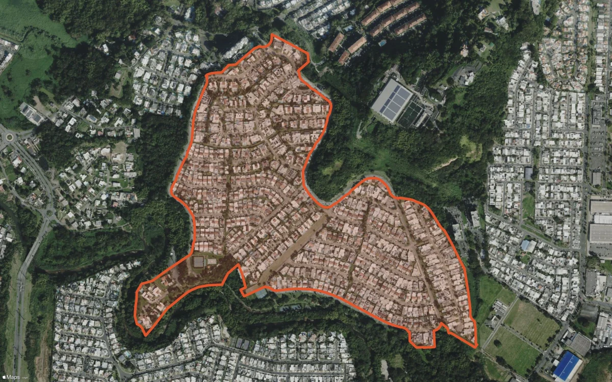 Límite aéreo y estadísticas del informe de La Villa de Torrimar en Guaynabo, Puerto Rico