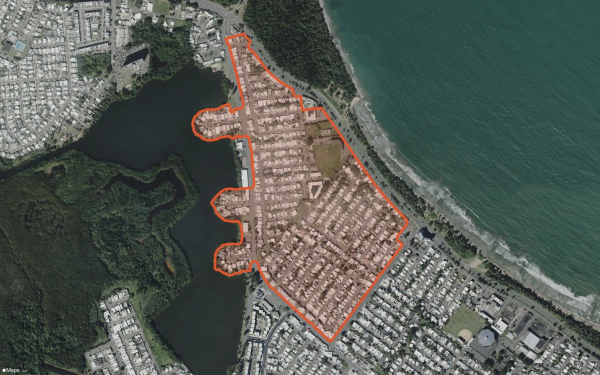 Límite aéreo y estadísticas del informe de Levittown Third Section en Toa Baja, Puerto Rico
