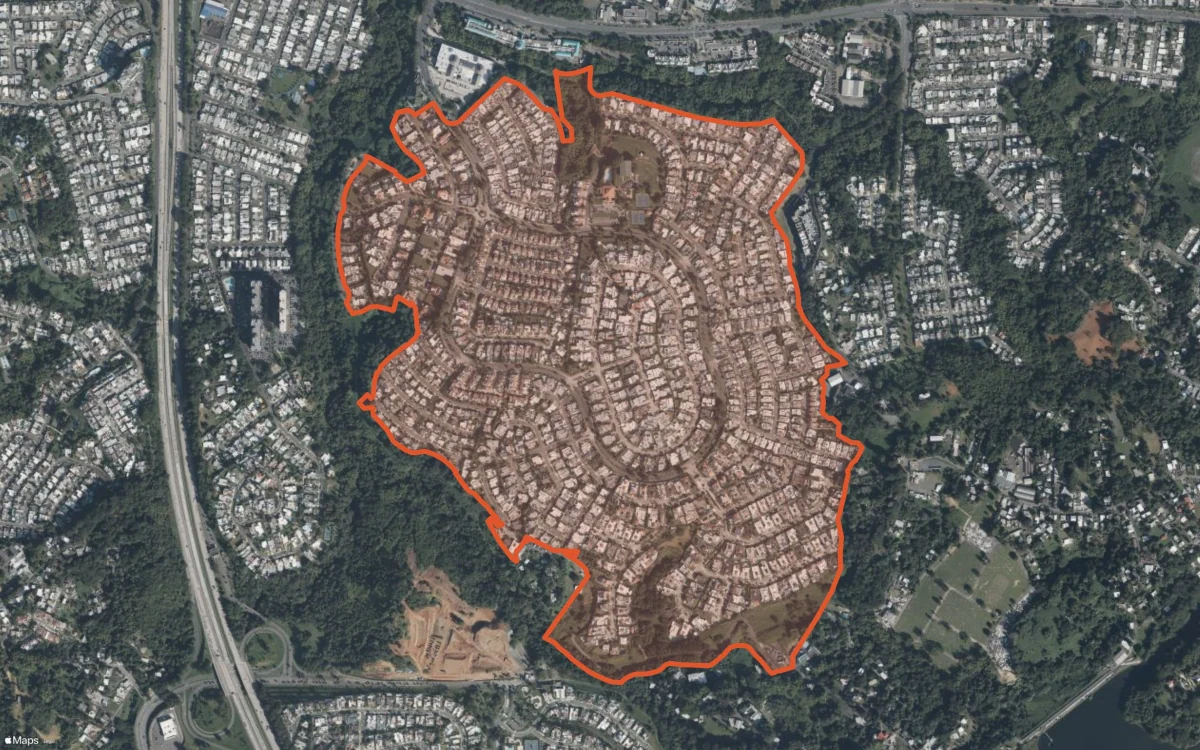 Aerial report boundary and neighborhood statistics for Los Paseos in San Juan, Puerto Rico