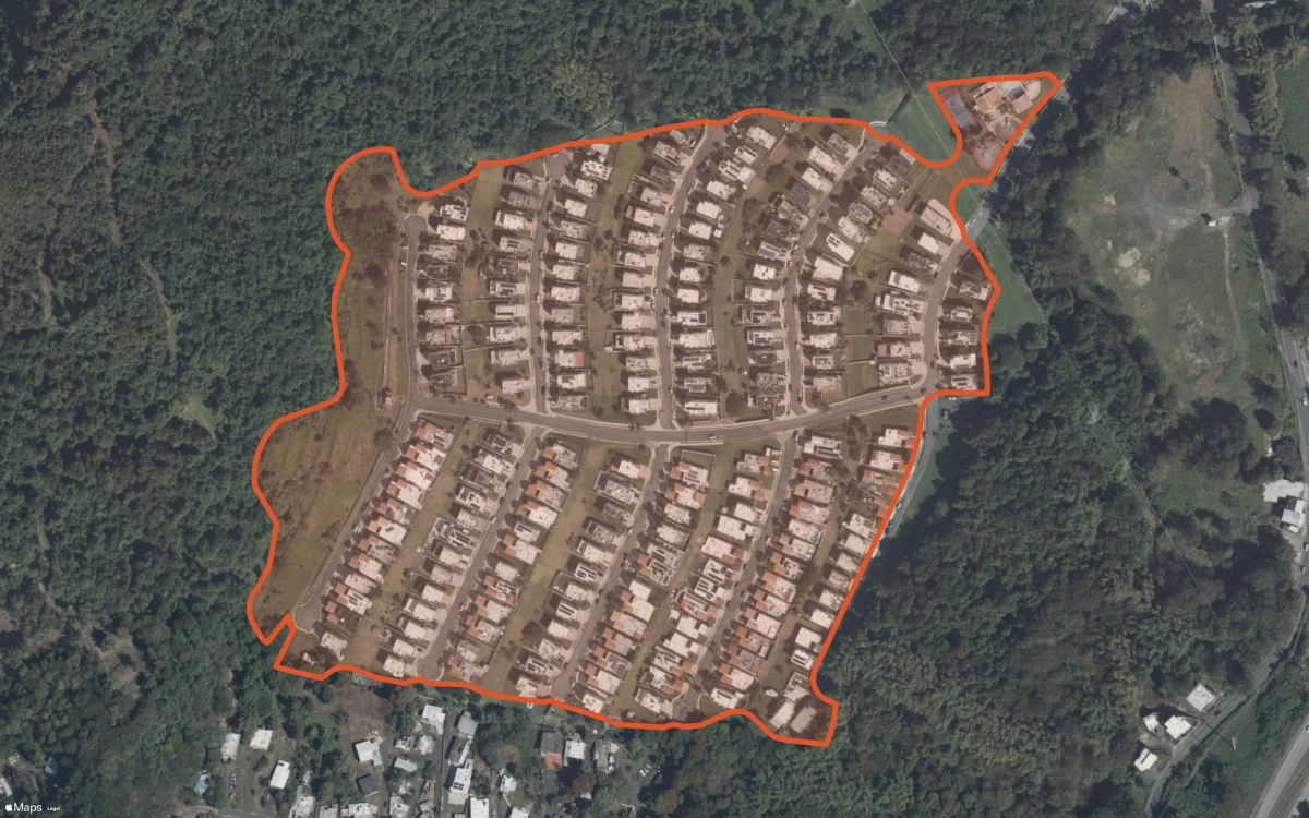 Aerial report boundary and neighborhood statistics for Miradero de Humacao in Humacao, Puerto Rico
