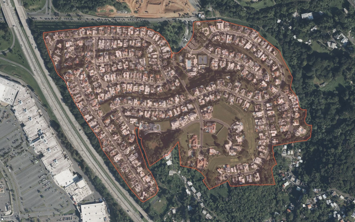 Aerial report boundary and neighborhood statistics for Montehiedra in San Juan, Puerto Rico