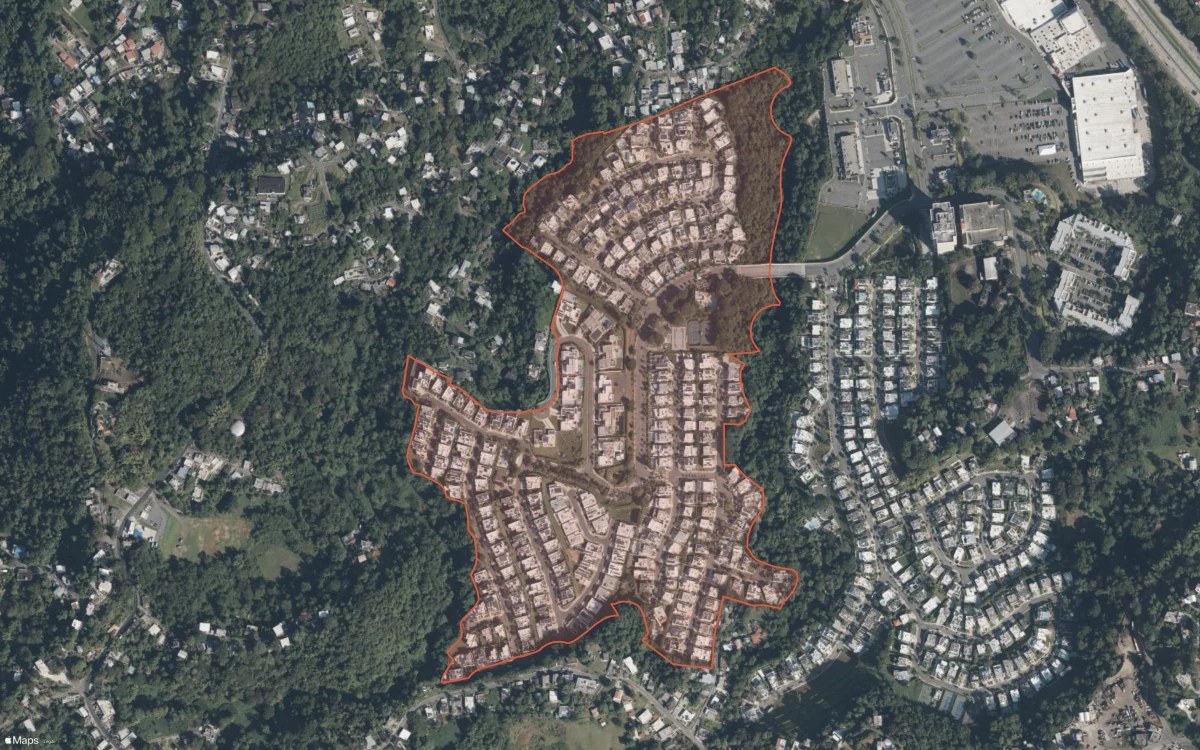 Aerial report boundary and neighborhood statistics for Montehiedra del Oeste in San Juan, Puerto Rico