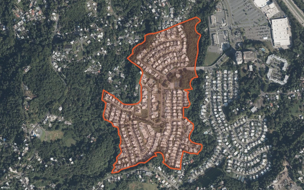 Límite aéreo y estadísticas del informe de Montehiedra del Oeste en San Juan, Puerto Rico