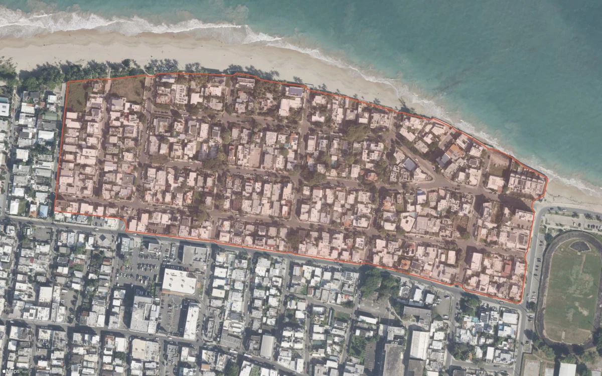 Aerial report boundary and neighborhood statistics for Ocean Park in San Juan, Puerto Rico