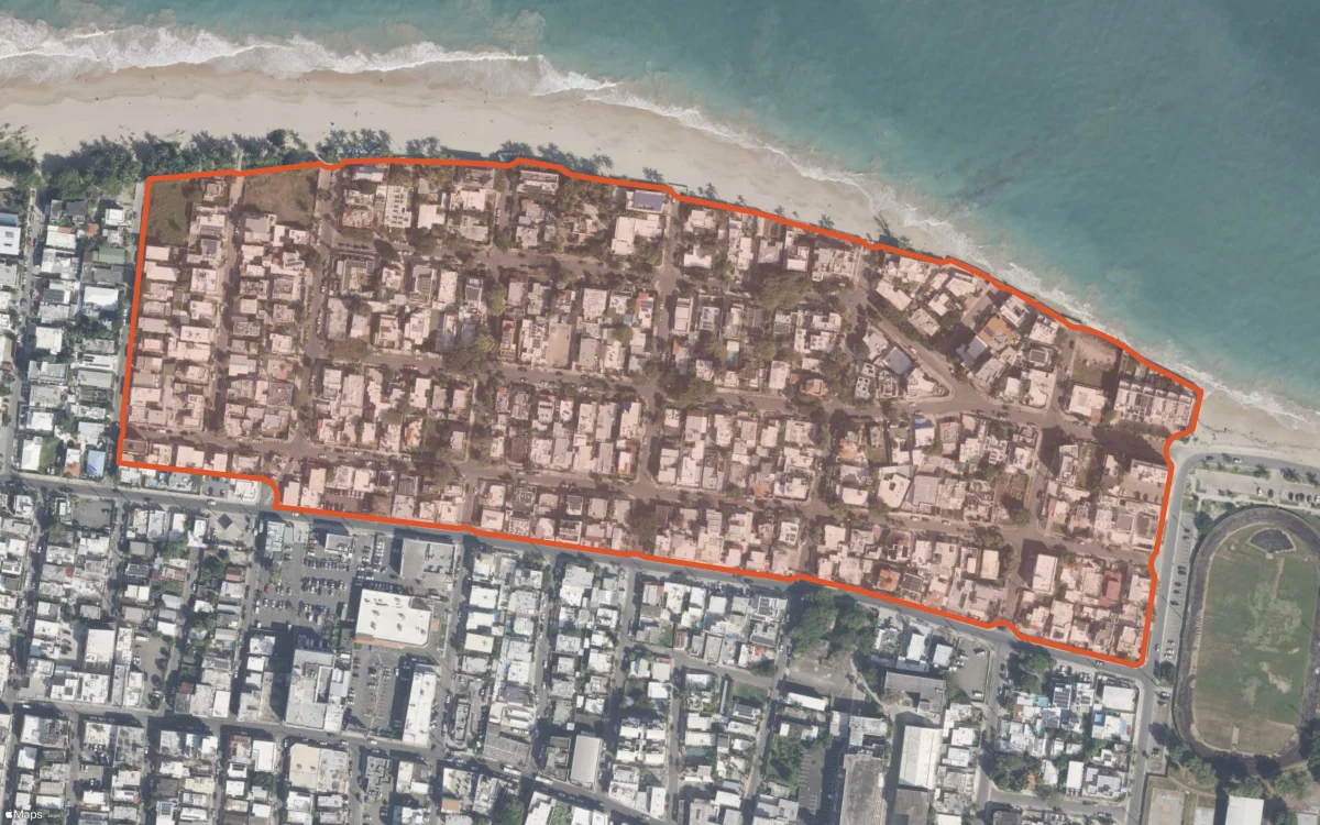 Límite aéreo y estadísticas del informe de Ocean Park en San Juan, Puerto Rico