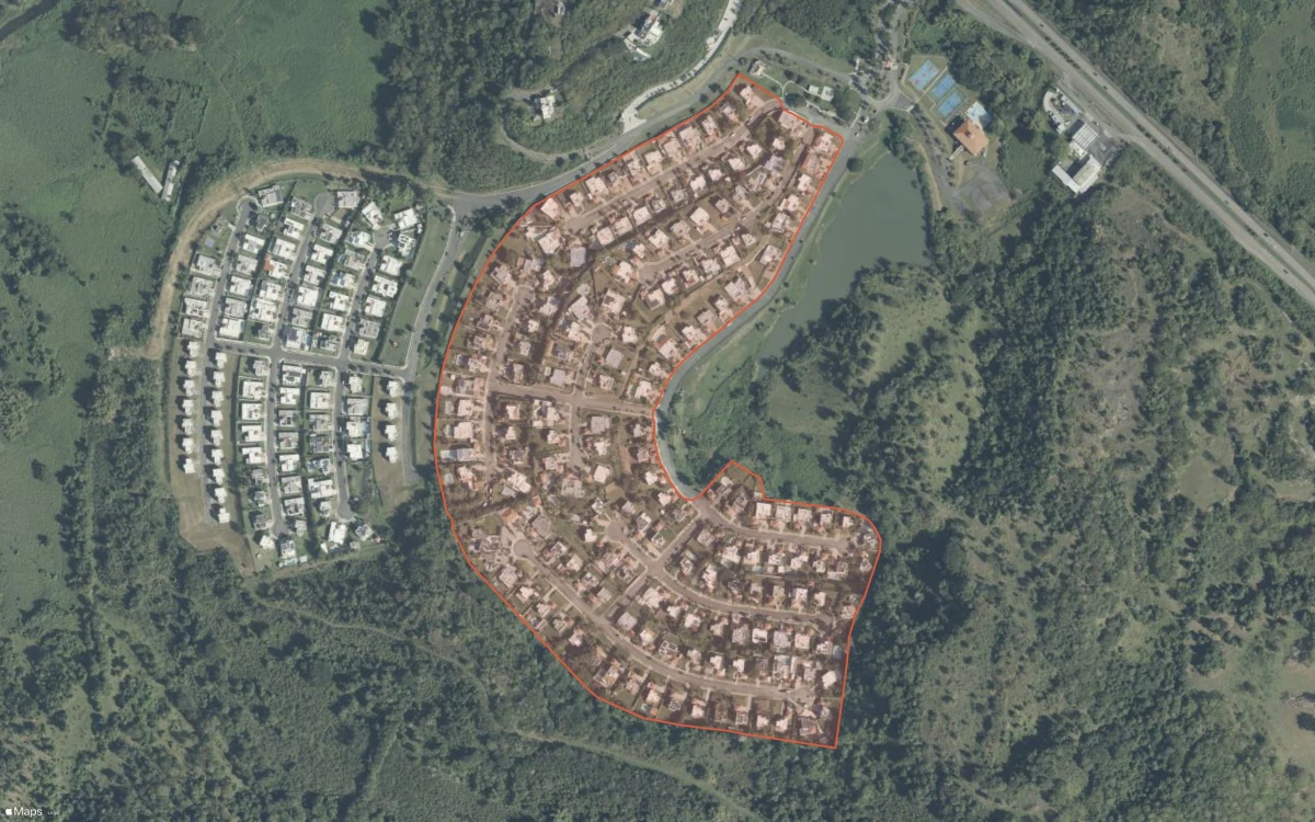 Aerial report boundary and neighborhood statistics for Paisaje del Lago in Luquillo, Puerto Rico