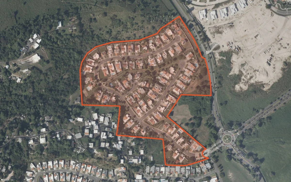 Aerial report boundary and neighborhood statistics for Palmas Reales in Humacao, Puerto Rico