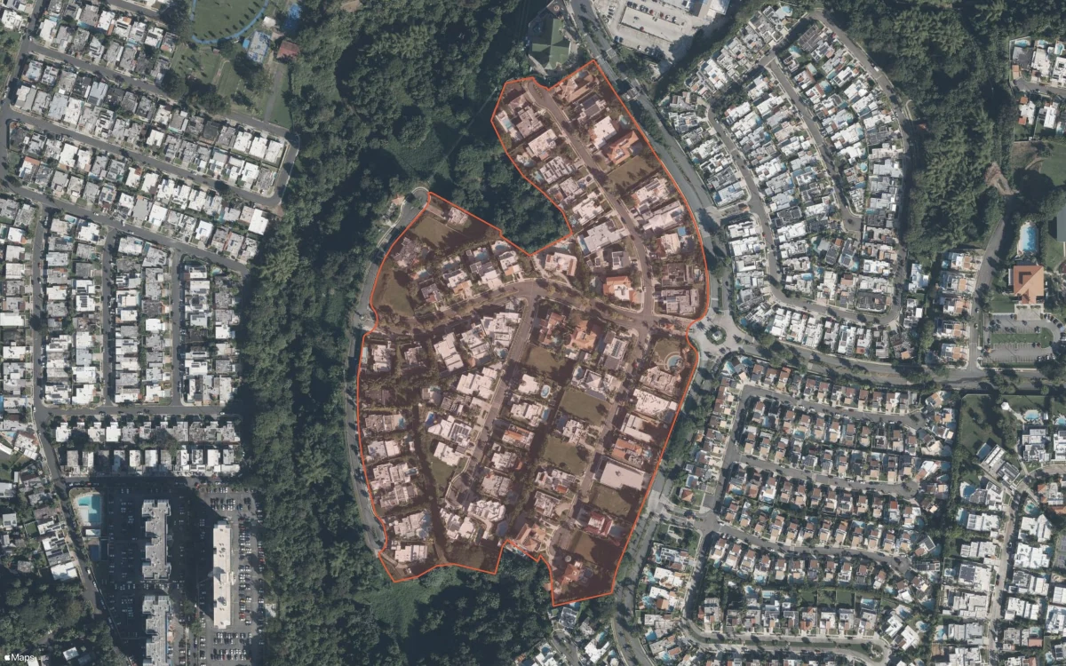 Límite aéreo y estadísticas del informe de Paseo de la Fuente en San Juan, Puerto Rico