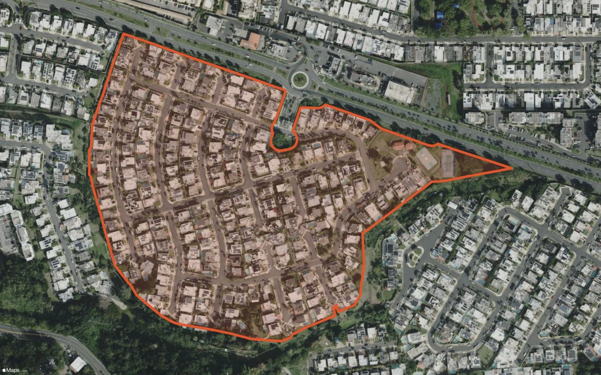 Límite aéreo y estadísticas del informe de Quintas Reales en Guaynabo, Puerto Rico