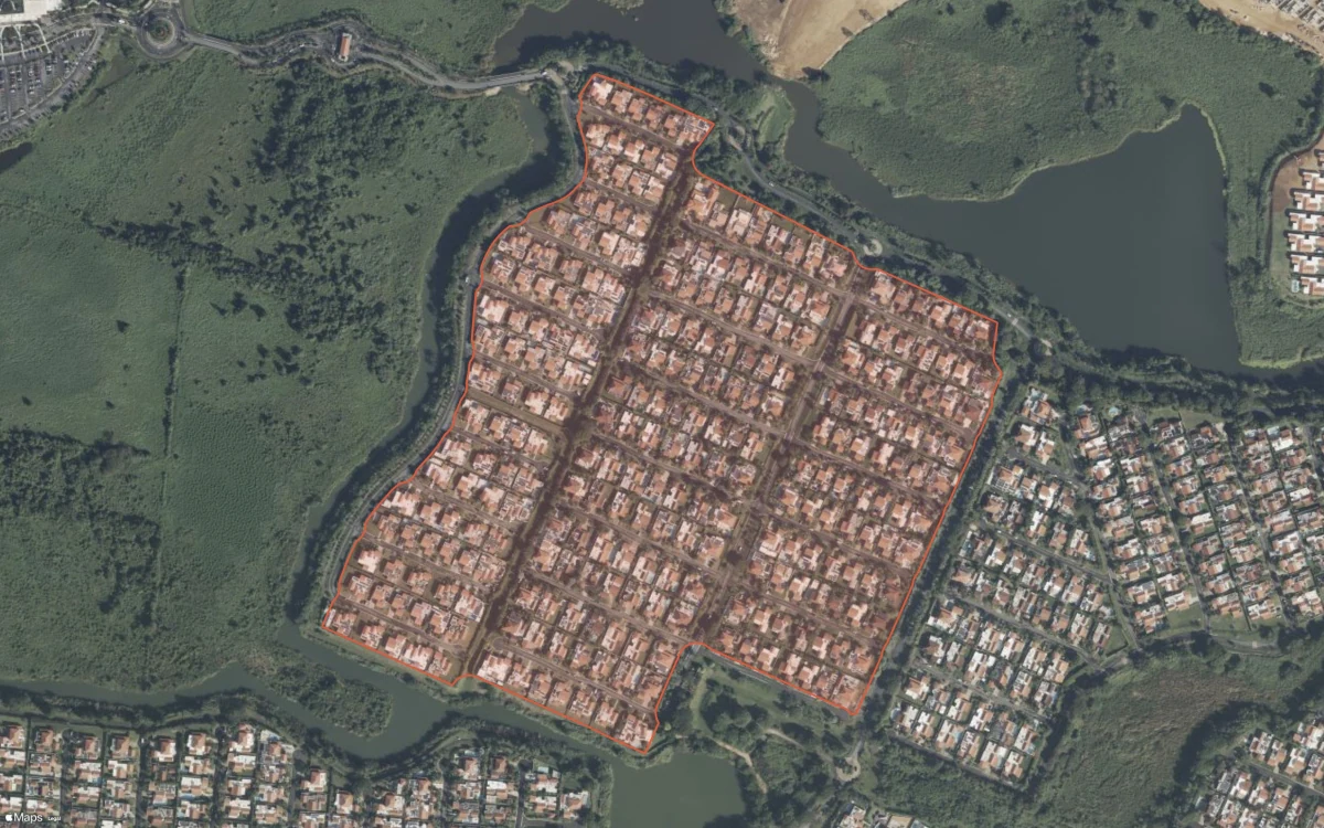 Aerial report boundary and neighborhood statistics for Isla de la Arboleda in Dorado, Puerto Rico