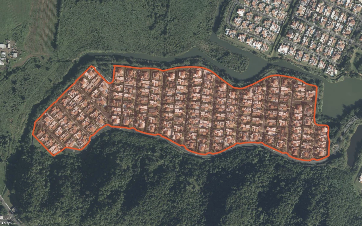 Límite aéreo y estadísticas del informe de Isla Miramonte en Dorado, Puerto Rico