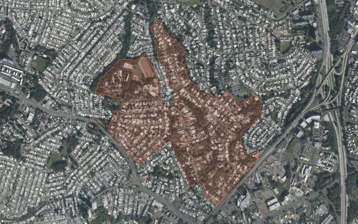Aerial report boundary and neighborhood statistics for Santa María in San Juan, Puerto Rico