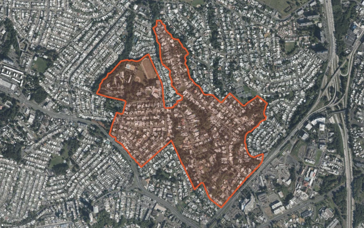 Aerial report boundary and neighborhood statistics for Santa María in San Juan, Puerto Rico