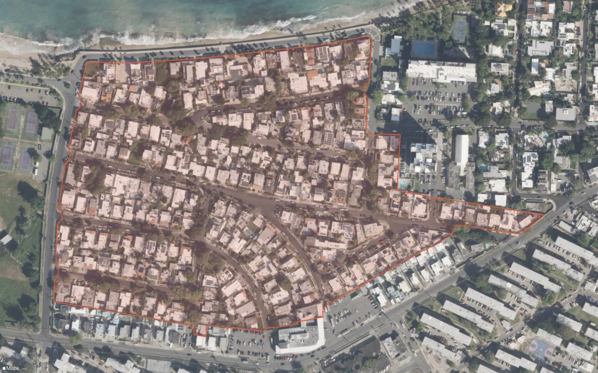 Aerial report boundary and neighborhood statistics for Santa Teresita in San Juan, Puerto Rico