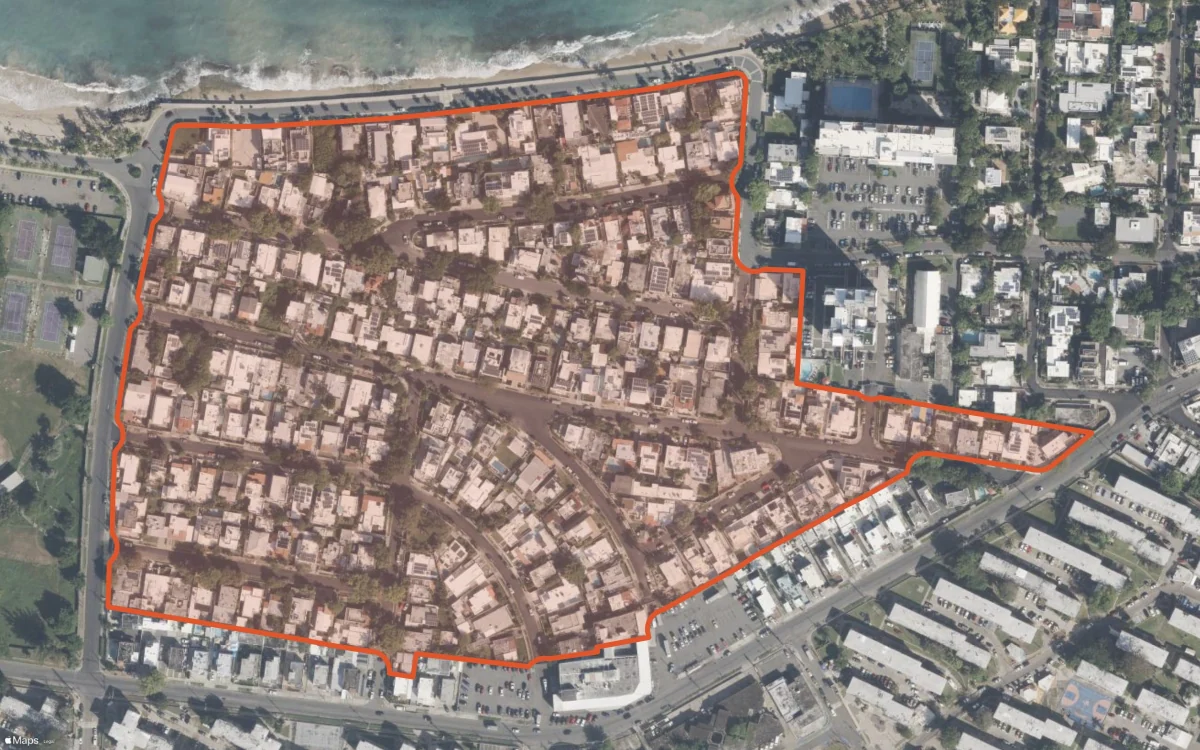 Límite aéreo y estadísticas del informe de Santa Teresita en San Juan, Puerto Rico