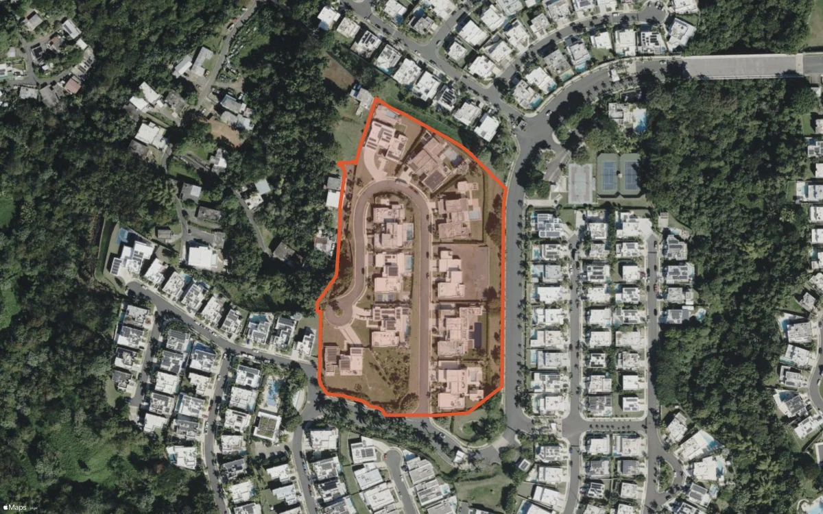 Aerial report boundary and neighborhood statistics for Senderos Estates in San Juan, Puerto Rico