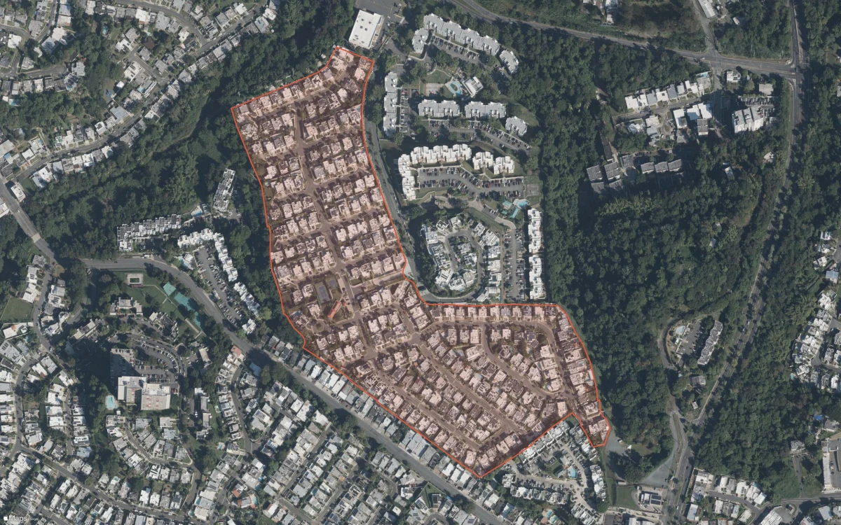 Aerial report boundary and neighborhood statistics for Sierra del Río in San Juan, Puerto Rico