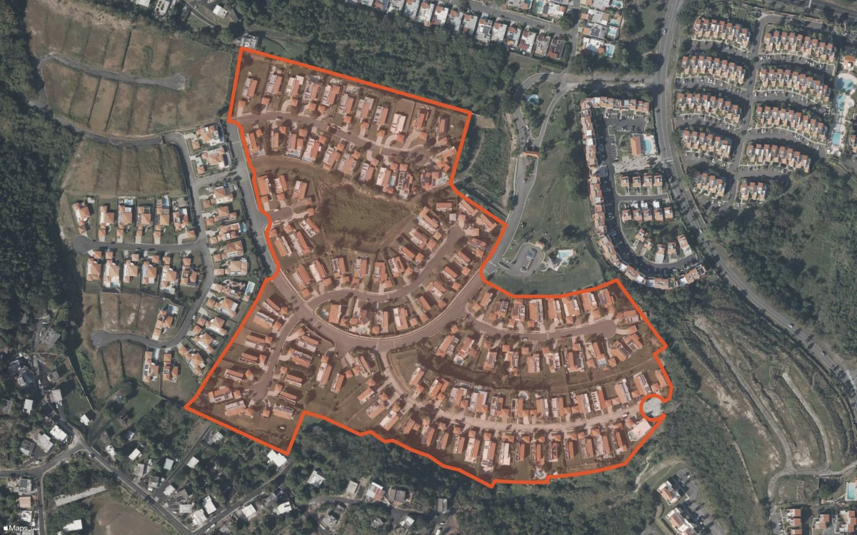 Aerial report boundary and neighborhood statistics for Sunrise in Humacao, Puerto Rico