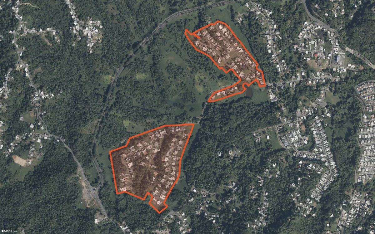 Aerial report boundary and neighborhood statistics for Valle Escondido in Guaynabo, Puerto Rico